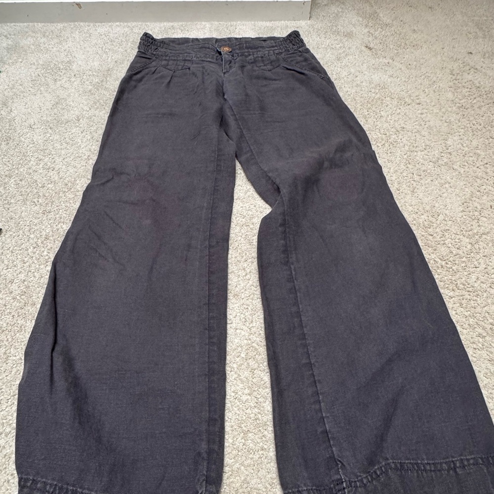 Athleta Linen Wide-Leg Blue/Gray Pants